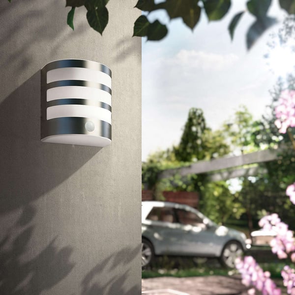 Philips Calgary PIR LED-väggarmatur, 3 W, rostfritt stål
