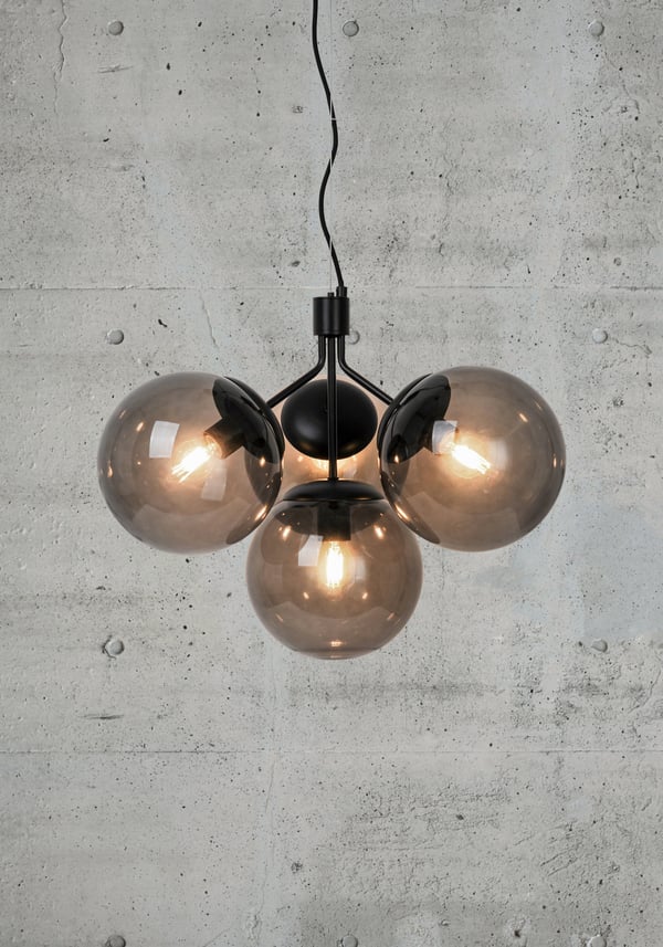 Nordlux Ivona pendellampa, 4-delad, E27, svart