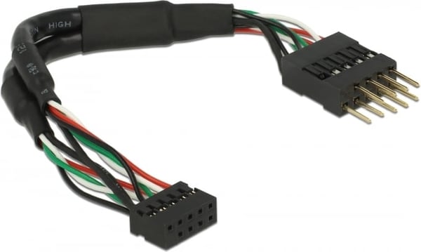 DeLock USB 2.0 10-pin 2.00 mm hun - 2 x 10-pin 2.54 mm han -adapterkabel, 12cm