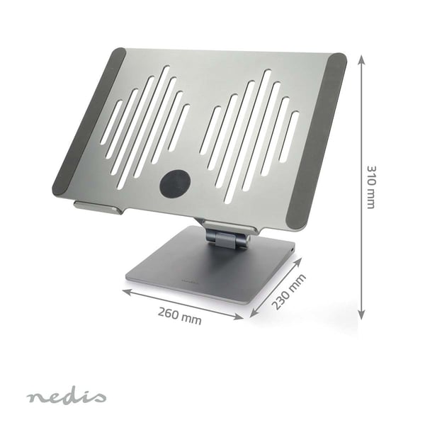 Nedis bärbar datorställ med USB-hubb, silver