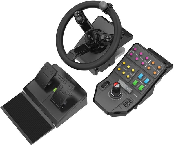 Logitech Saitek Farm Sim Controller -traktorsreglage, pedaler och sidopanelens kontrollenhet