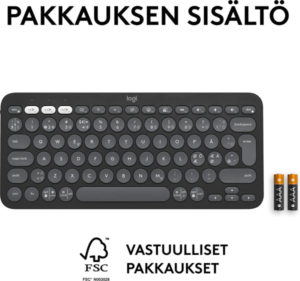 Logitech Pebble Keys 2 K380s tastatur, grå