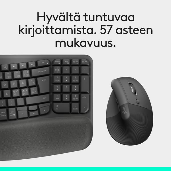 Logitech Wave & Lift Combo trådlöst tangentbord och mus