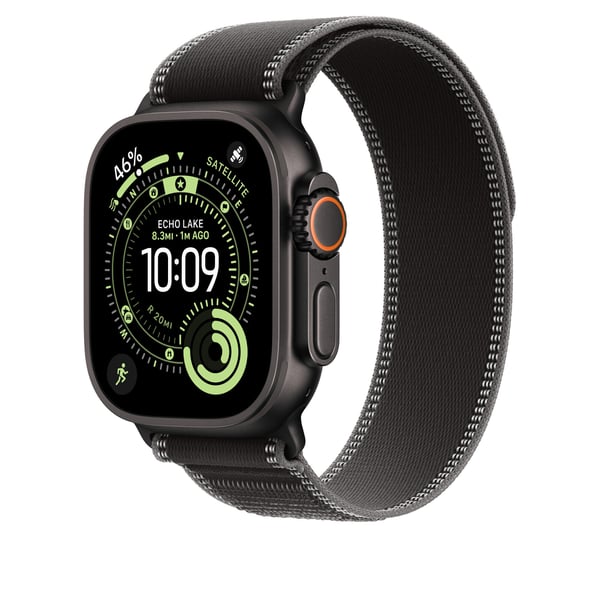Apple Watch 49 mm svart/kolgrå Trail-armband, M/L
