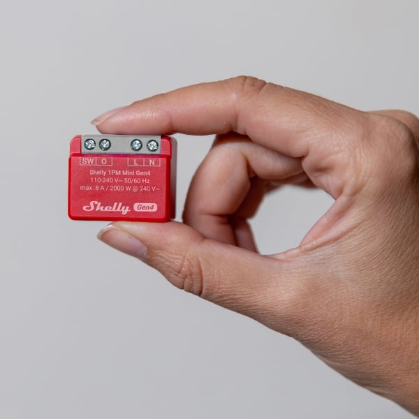 Shelly 1PM Mini Gen4 smart switch, röd