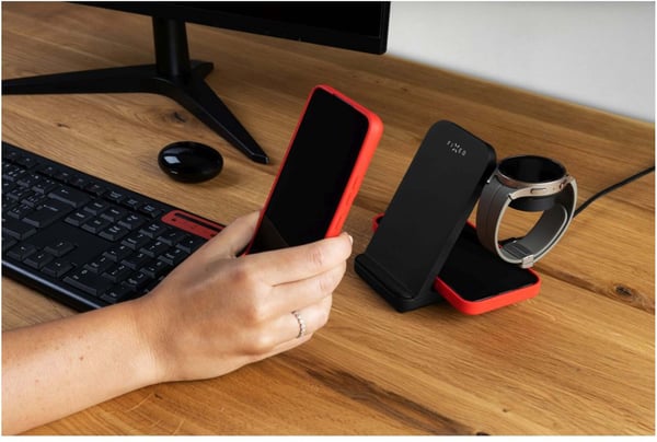 FIXED 3-i-1 trådlös laddningsstation, Samsung, svart