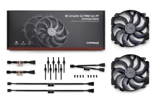 Noctua NF-A14x25r G2 PWM Sx2-PP chromax.black fläkt, 140 mm, 2 st