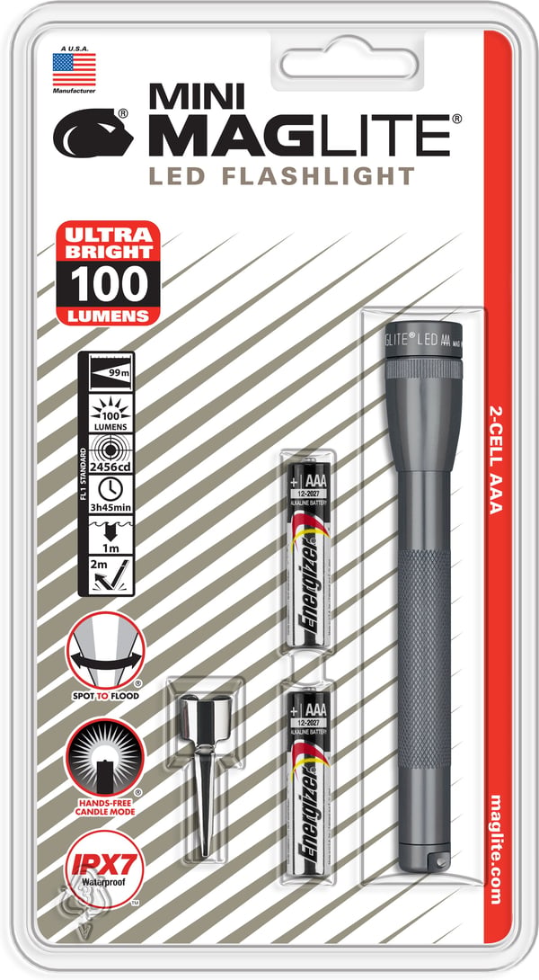 Mini Maglite AAA LED -ficklampa, grå