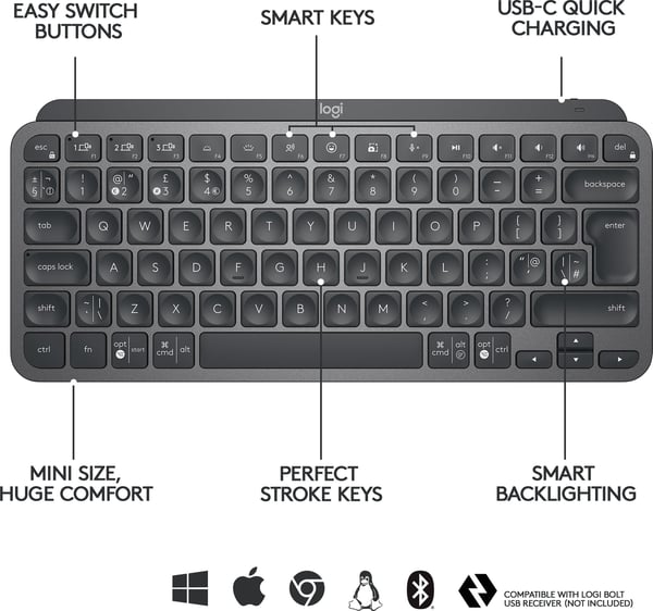 Logitech MX Keys Mini-tangentbord, svart