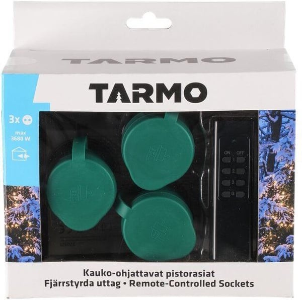 Tarmo fjernstyrede stikdåser til udendørs brug, 3 stk.