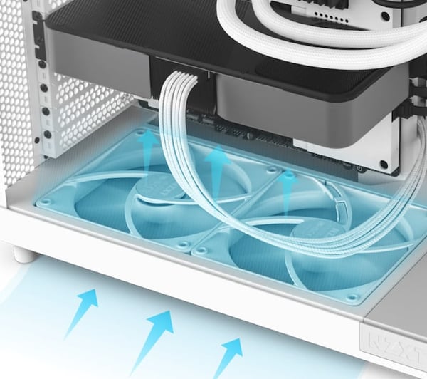 NZXT H6 Flow ATX-kabinet med panoramavindue, hvid.