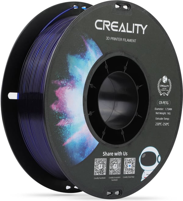 Creality CR-PETG filament til 3D-printer, 1,75 mm, gennemsigtig blå