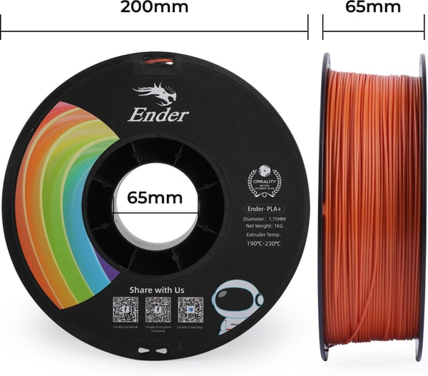 Creality Ender - PLA+ -filament för 3D-skrivare, 1,75 mm, orange