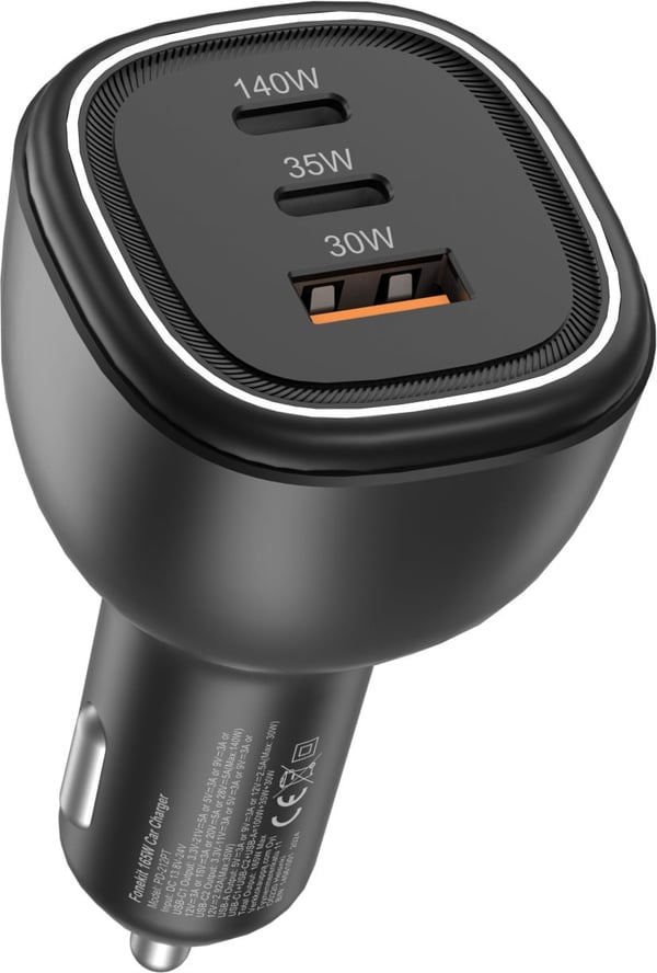 FoneKit Resa 165W, 2 x USB-C + USB-A -biladapter