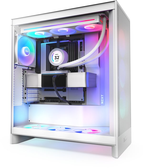 NZXT H7 Flow RGB (2024) ATX-chassis med vindue, hvid