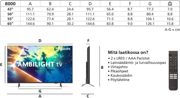 Philips 43" PUS8000 – 4K LED Ambilight TV