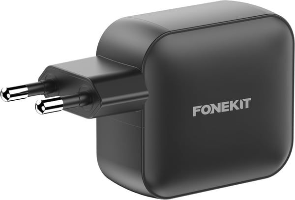 FoneKit GaN PD 100W -nätadapter, USB-C + USB-C + USB-A, svart