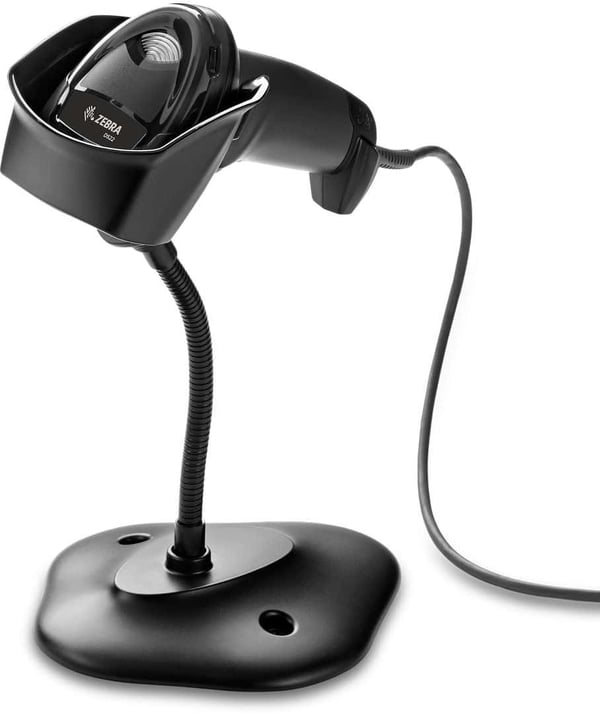Zebra DS2208 -streckkodsläsare med stativ, svart