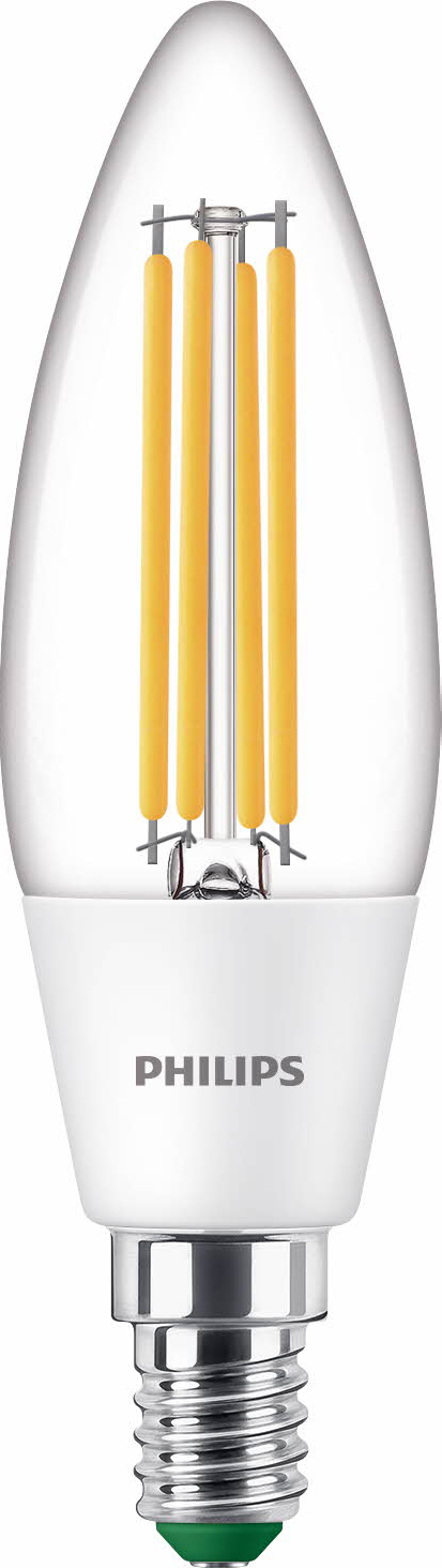 Philips Ultra Effektiv LED-lys, E14, 3000K, 485 lm, klar overflade