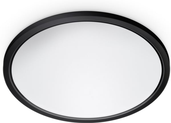 WiZ SuperSlim loftlampe, rund, sort, WiFi, 22 W, RGB, 2200-6500 K, 2600 lm