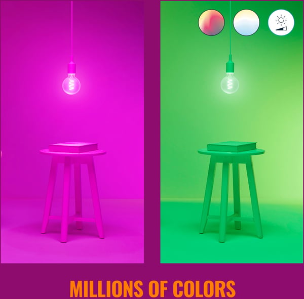 WiZ smartlampe, E27, G95, RGB, Wi-Fi, 2200-6500 K, 470 lm, 1 stk.