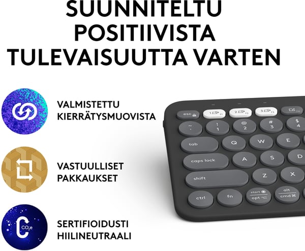 Logitech Pebble Keys 2 K380s tastatur, grå