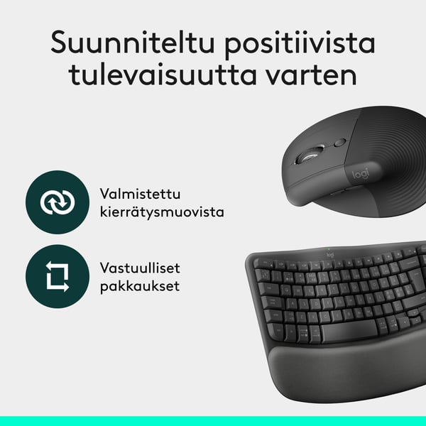 Logitech Wave & Lift Combo trådlöst tangentbord och mus