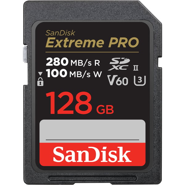 SanDisk 128 GB Extreme Pro SDXC V60 UHS-II minneskort