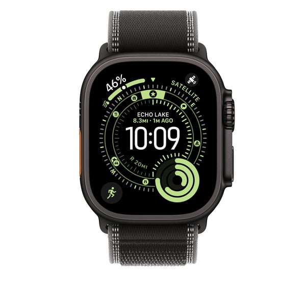 Apple Watch 49 mm svart/kolgrå Trail-armband, M/L