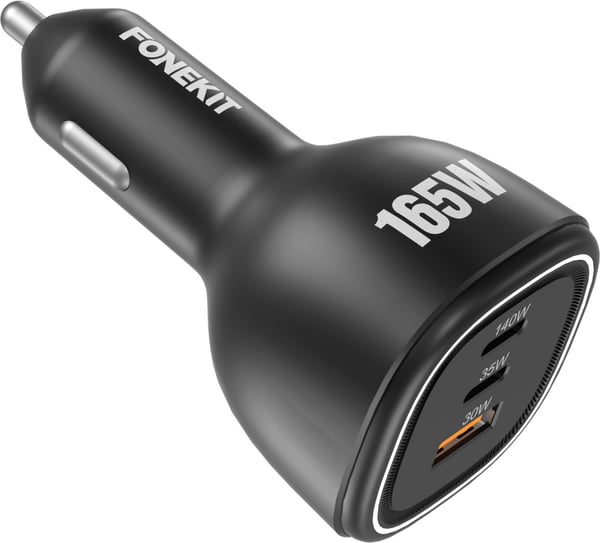 FoneKit Resa 165W, 2 x USB-C + USB-A -biladapter