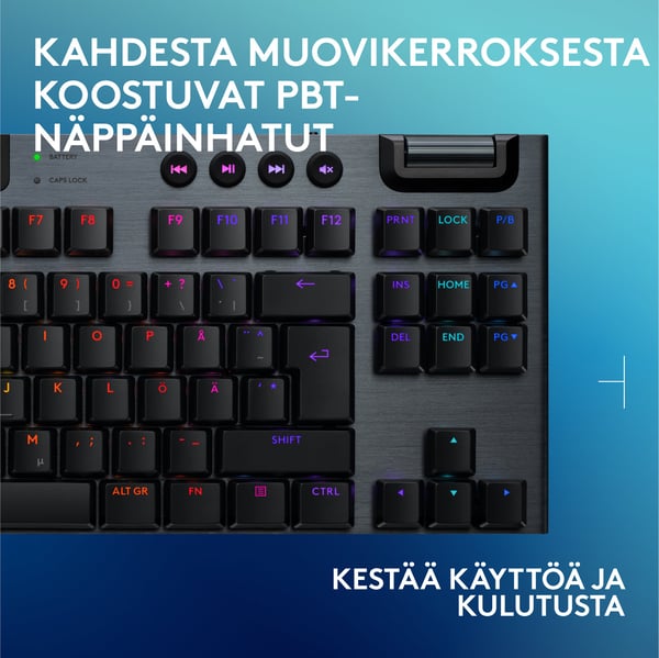 Logitech G915 X LIGHTSPEED TKL - lavprofil gaming tastatur, Taktil-kontakter, sort