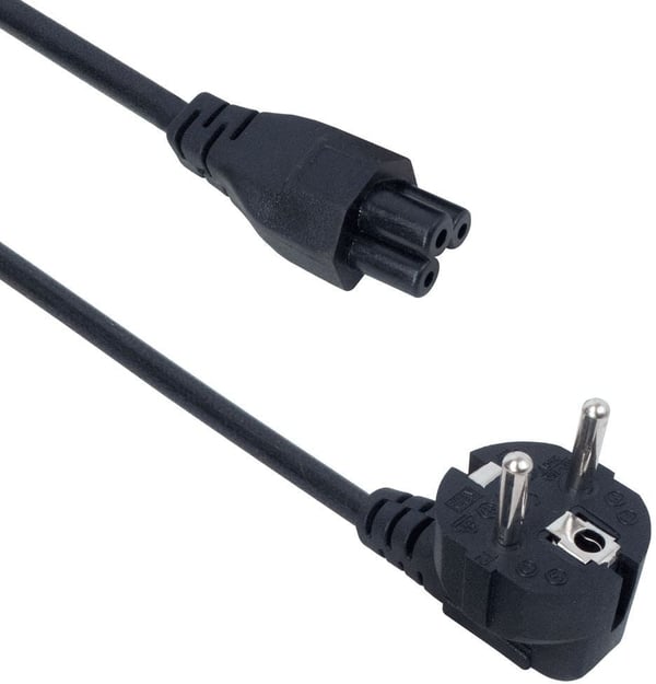 Fuj:tech CEE 7/7 - C5 -kabel med vinkelkontakt, svart, 5 m