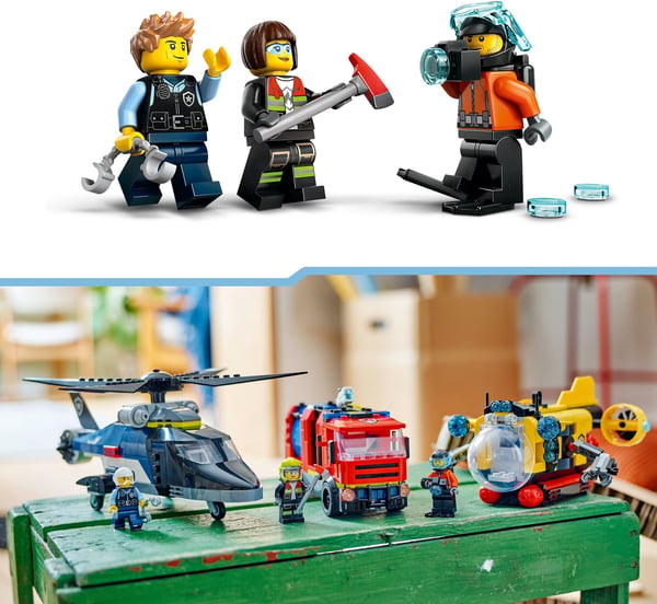 LEGO City 60462 – Helikopter, brandbil og ubåd sammen