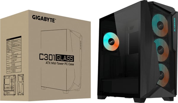 Gigabyte Panoramic Stealth GB-C301G V2 ATX Mid-Tower chassi, svart
