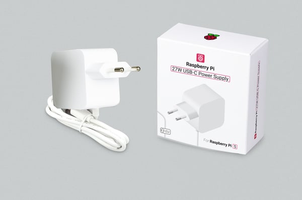 Raspberry Pi 27W USB-C-strömadapter, vit