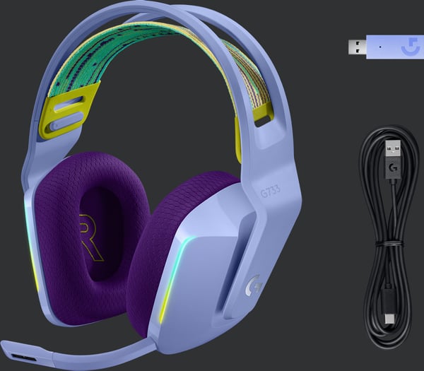 Logitech G733 Lightspeed trådlösa spelhörlurar, lila