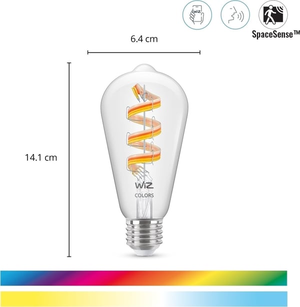 WiZ smartlampe, E27, ST64, RGB, Wi-Fi, 2200-6500 K, 470 lm, 1 stk