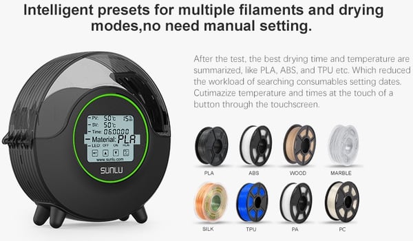 SUNLU FilaDryer S2 -filamenttorkare