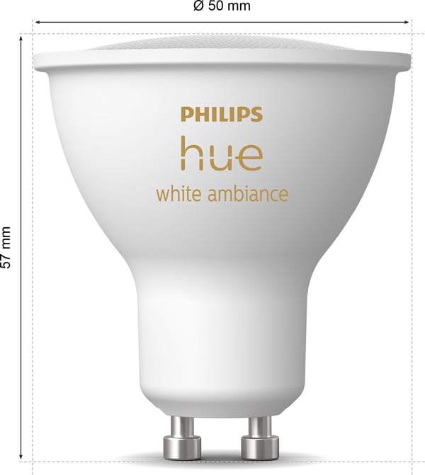 Philips Hue LED-smartpære, BT, White ambiance, GU10, 4,2 W, 1-pack