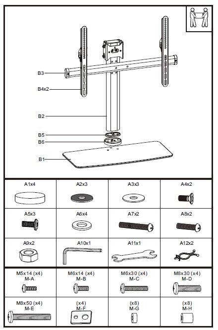 Mozi Tablestand B1 32-70" svängbart bordsstativ för tv-apparater