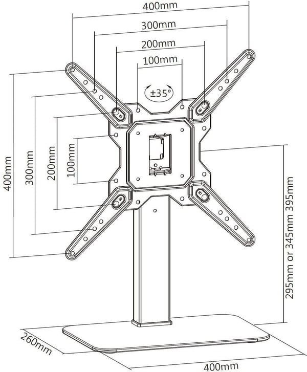 Mozi TS-2 Medium 23"-55" -tv-apparaten vridbart bordstativ