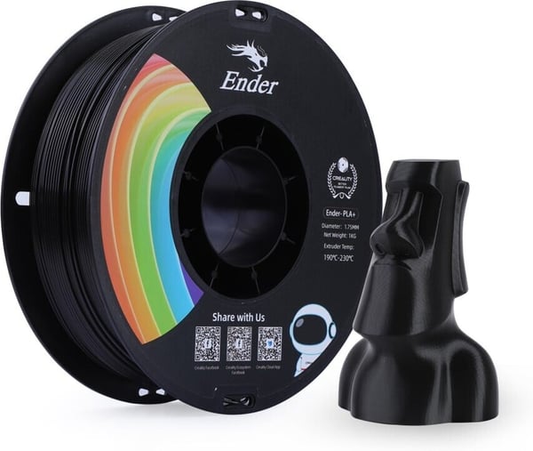 Creality Ender - PLA+ filament til 3D-printer, 1,75 mm, sort