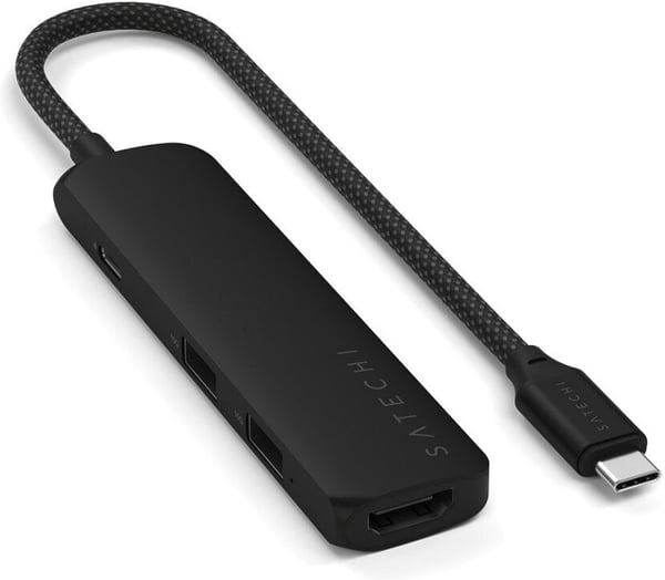 Satechi 4-i-1 USB-C Slim Multiport 4K-adapter, sort