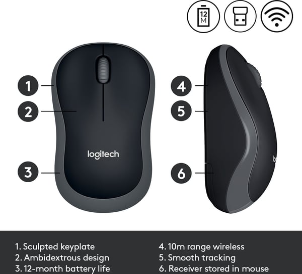 Logitech M185 -mus, grå