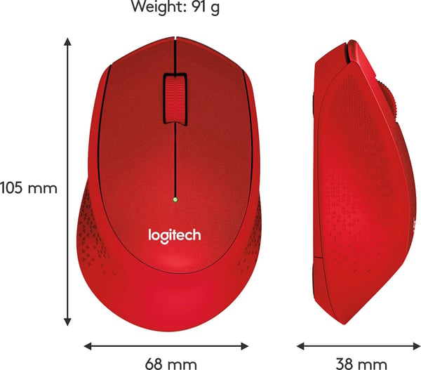 Logitech M330 Silent Plus -mus, röd