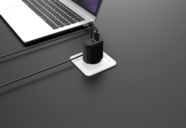 FoneKit GaN PD 65W laddare, USB-C + USB-C, svart