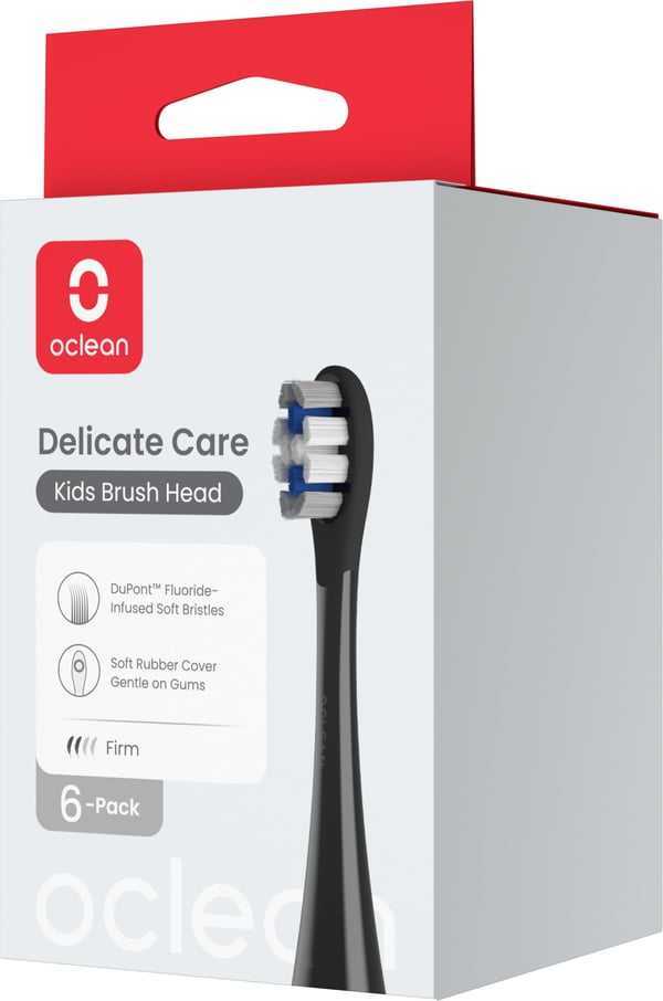 Oclean Delicate Care Kids barnborsthuvuden, 6 st, svart