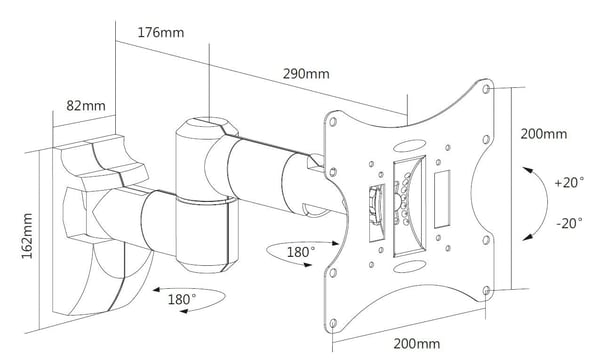 Mozi LCD Motion B2 23-42" TV väggfäste