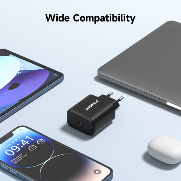 FoneKit GaN PD 65W laddare, USB-C, svart