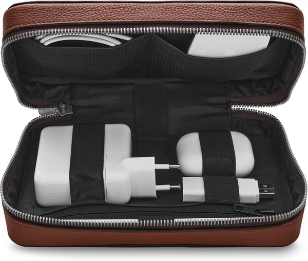 Woolnut Leather Tech Organizer - tilbehørstaske, konjakk